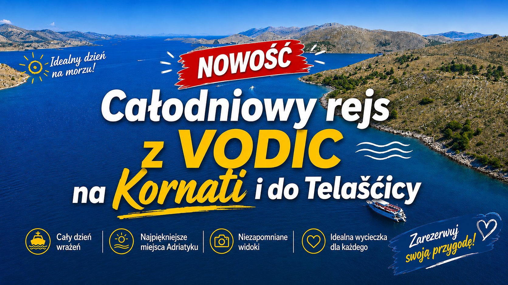 Destina Vodice – Ganztägige Bootstour zu den Kornaten & Telašćica